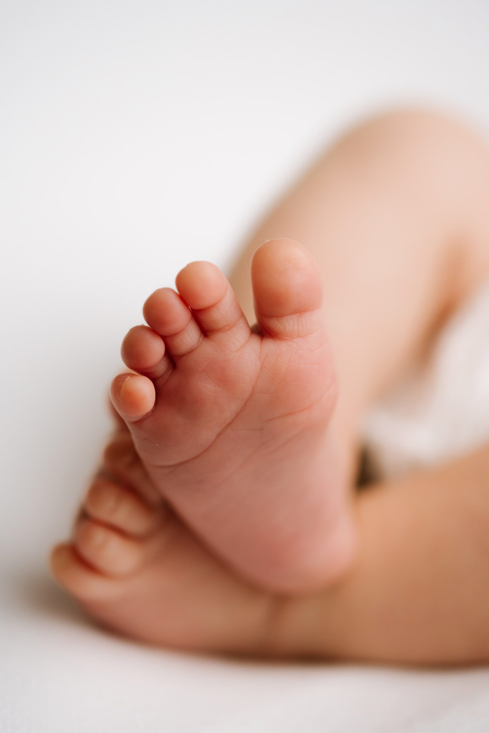 a close up macro picture of a baby's feet with her toes in sharp focus